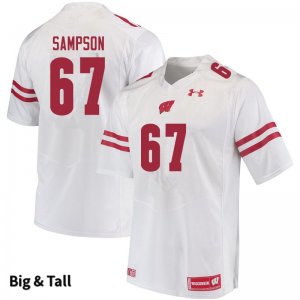 Men's Wisconsin Badgers NCAA #67 Cormac Sampson White Authentic Under Armour Big & Tall Stitched College Football Jersey JA31X82UA
